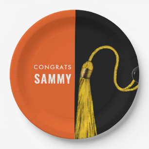 Personalised Graduation Party Orange Paper Plates