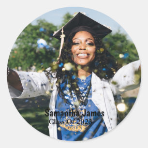 Personalised Graduation Photo and Name Classic Round Sticker