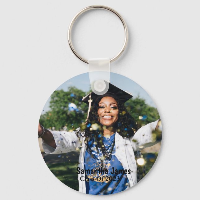 Personalised Graduation Photo and Name  Key Ring (Front)