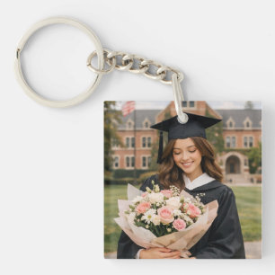 Personalised Graduation Photo Button Key Ring