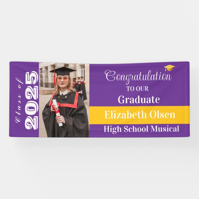Personalised Graduation Photo, Name class of 2026 Banner (Horizontal)