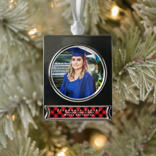 Personalised Graduation Photo, Name Ornament (Tree)