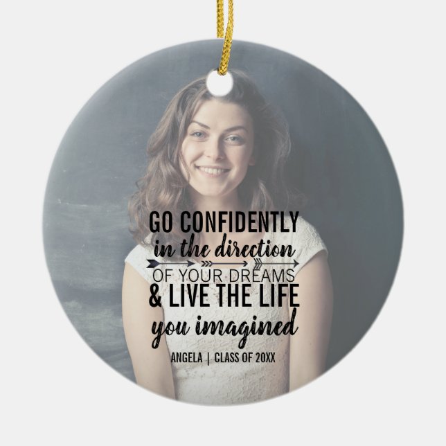 Personalised Graduation Photo Quote Ornament (Front)