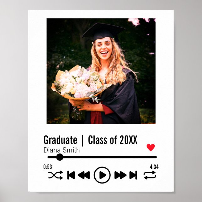 Personalised Graduation Photo Song Playlist Poster (Front)