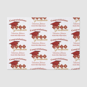 Personalised Graduation Red & Gold Tissue Paper