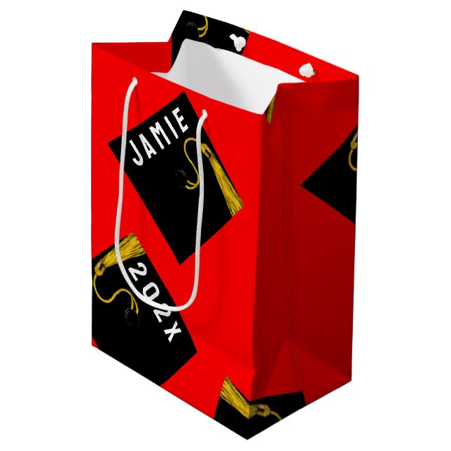 Personalised Graduation Red Medium Gift Bag (Front Angled)