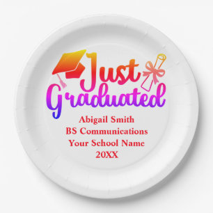 Personalised Graduation Red, Orange Purple  Paper Plate