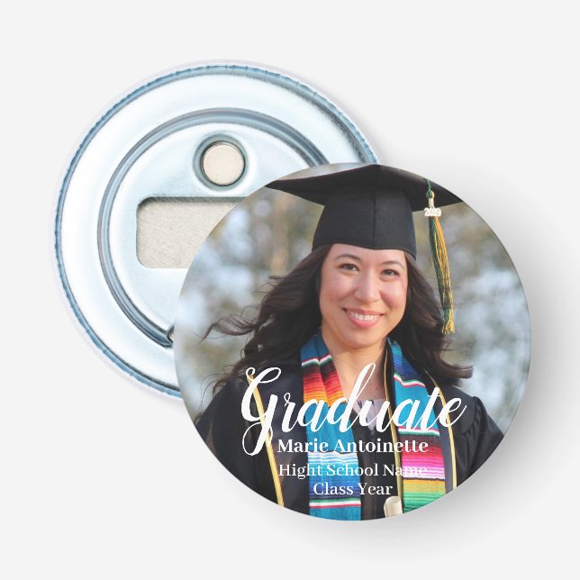 Personalised Graduation Simple Photo Bottle Opener (Front)