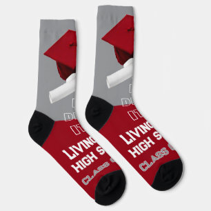 Personalised Graduation Socks - Red & Grey