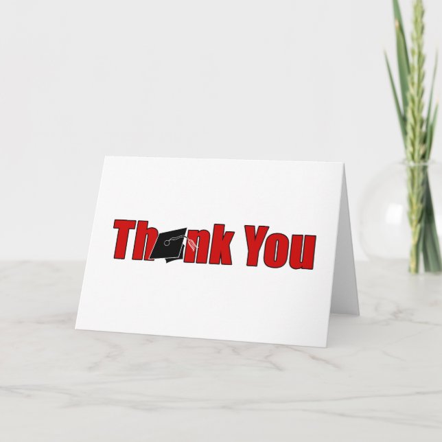 Personalised Graduation Thank You Card Red & Black (Front)