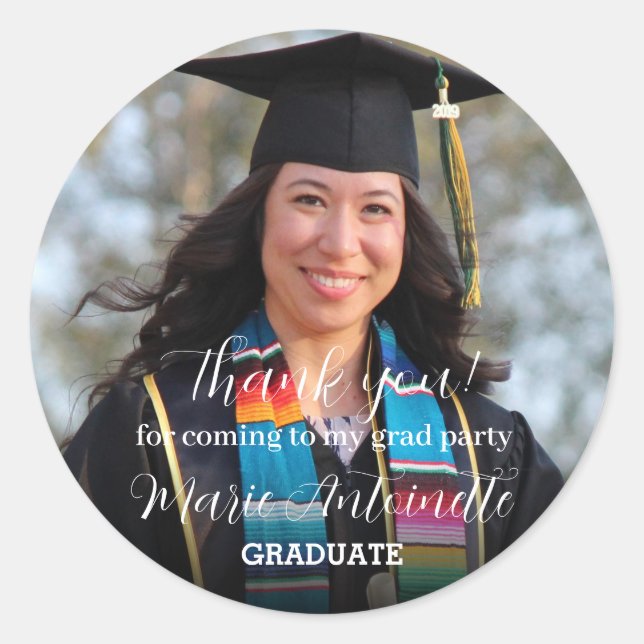 Personalised Graduation Thank you Classic Round Sticker (Front)