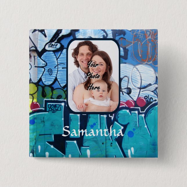 Personalised graffiti 15 cm square badge (Front)