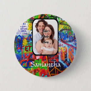 Personalised graffiti 6 cm round badge