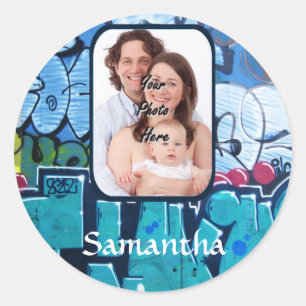 Personalised graffiti classic round sticker