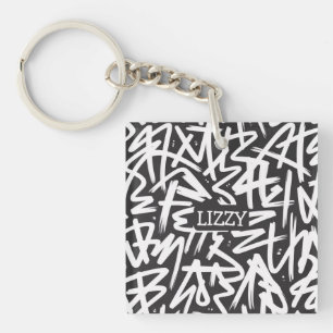 Personalised Graffiti Name Pattern — Custom Urban Key Ring