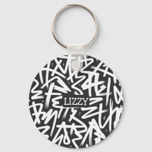 Personalised Graffiti Name Pattern — Custom Urban Key Ring