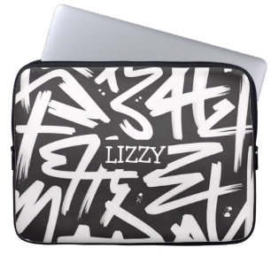 Personalised Graffiti Name Pattern — Custom Urban Laptop Sleeve