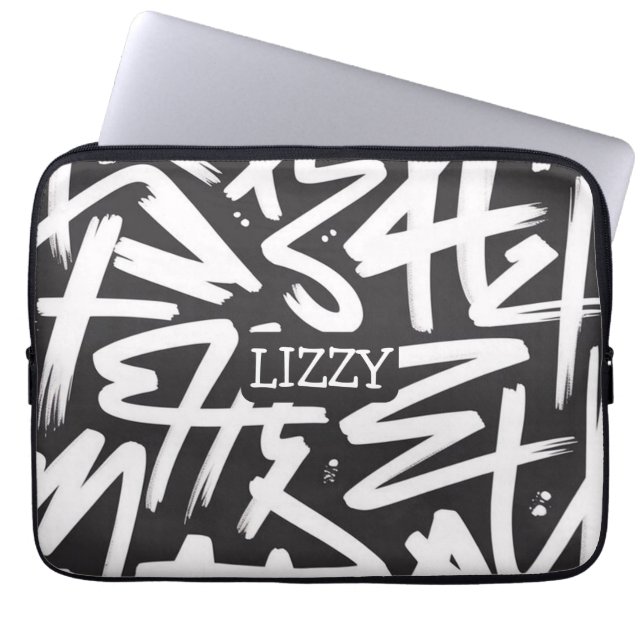 Personalised Graffiti Name Pattern — Custom Urban Laptop Sleeve (Front)