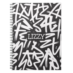 Personalised Graffiti Name Pattern — Custom Urban Notebook