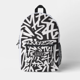 Personalised Graffiti Name Pattern — Custom Urban Printed Backpack