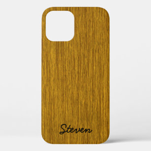 Personalised Grainy Golden Wood iPhone 12 Case