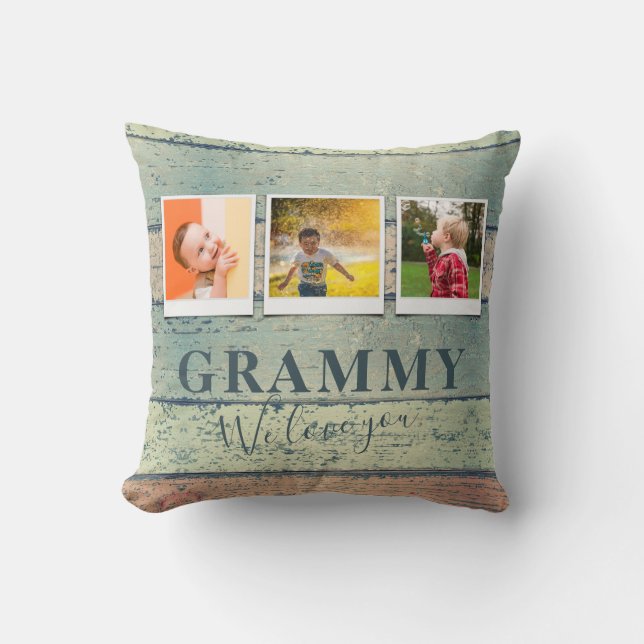 Personalised Grammy Grandchildren 3 Photo Collage Cushion (Front)