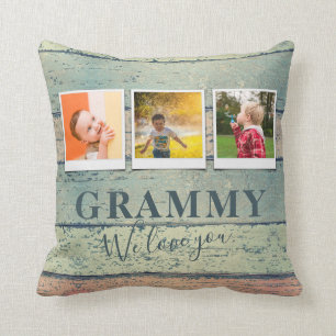 Personalised Grammy Grandchildren 3 Photo Collage Cushion