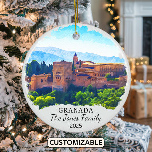 Personalised Granada Ornament, Spain Ceramic Tree Decoration