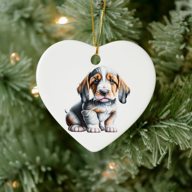 Personalised Grand Basset Griffon Vendéen Puppy Ceramic Tree Decoration (Tree)