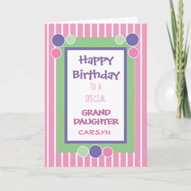 Personalised Grand daughter birthday greeting card (Front)