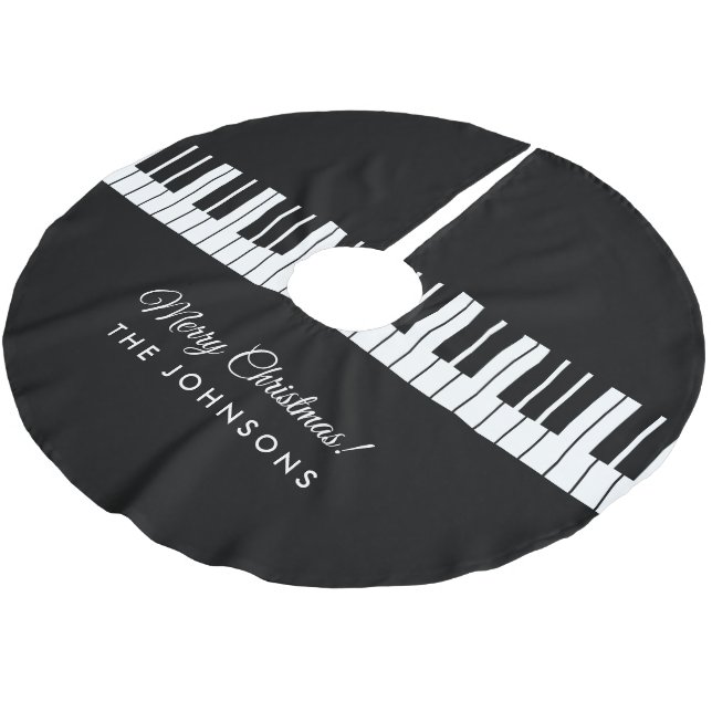 Personalised grand piano keys Christmas Holiday Brushed Polyester Tree Skirt (Angled)