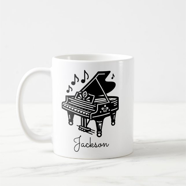 Personalised Grand Piano Mug – Custom Name  (Left)