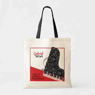 Personalised Grand Piano Student Teacher Red Tote Bag