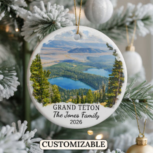 Personalised Grand Teton National Park, Wyoming Ceramic Tree Decoration