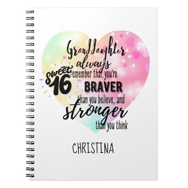 Personalised GRANDAUGHTER Gifts | Cute Quotes Fun  Notebook (Front)