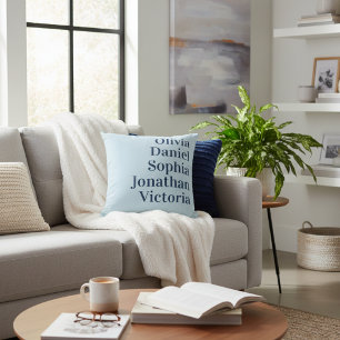 Personalised Grandchildren Names Baby Blue Cushion