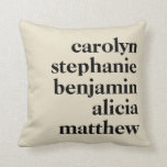Personalised Grandchildren Names | Cream and Black Cushion<br><div class="desc">Modern Typography Personalised Grandchildren Names | Cream and Black Pillow</div>