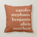 Personalised Grandchildren Names in Rust Cushion<br><div class="desc">Modern Typography Personalised Grandchildren Names | Rust Pillow</div>