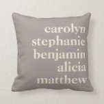 Personalised Grandchildren Names in Taupe Brown Cushion<br><div class="desc">Modern Typography Personalised Grandchildren Names | Taupe Brown Pillow</div>