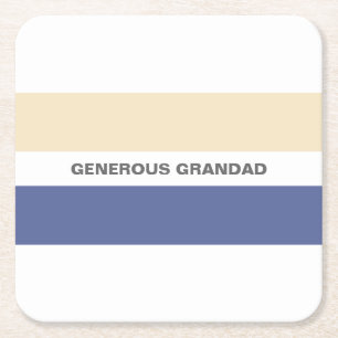 Personalised Granddad Peach and Blue Square Paper Coaster