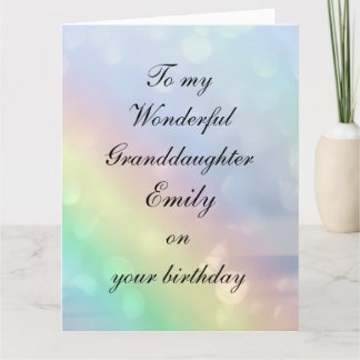 Personalised Granddaughter Birthday Card