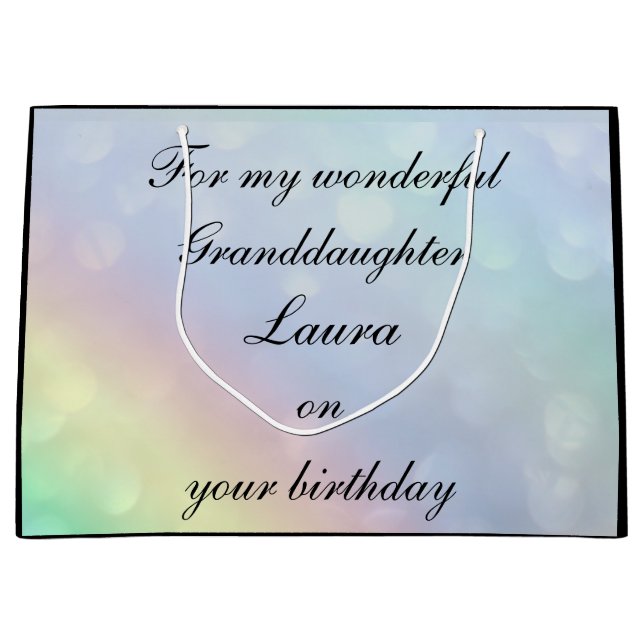 Personalised Granddaughter Birthday Large Gift Bag (Front)