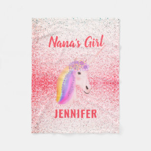 Personalised Granddaughter Pink Unicorn Fleece Blanket