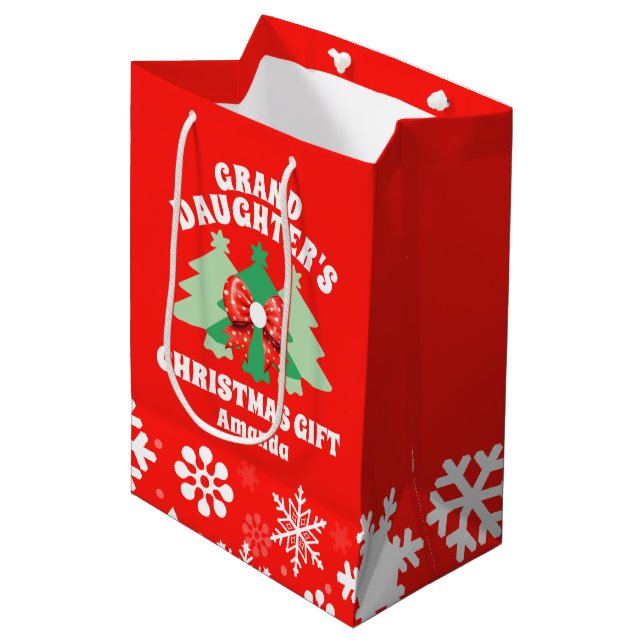 Personalised Granddaughter's Christmas Gift Medium Gift Bag (Front Angled)