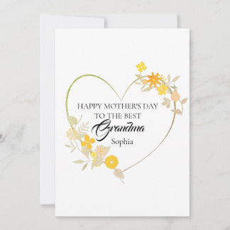 Personalised Grandm Name Mother’s Day Floral Heart Card