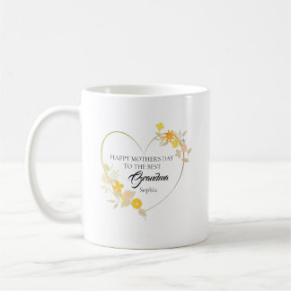 Personalised Grandm Name Mother’s Day Floral Heart Coffee Mug