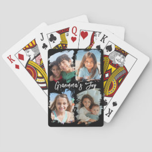 Personalised Grandma 4 Photo Grandkids Gift Playing Cards