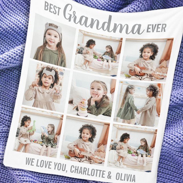 Personalised Grandma 9 Photo Collage Fleece Blanket (Creator Uploaded)