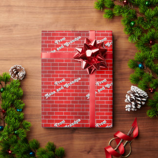 Personalised Grandma and Grandpa Brick Christmas Wrapping Paper