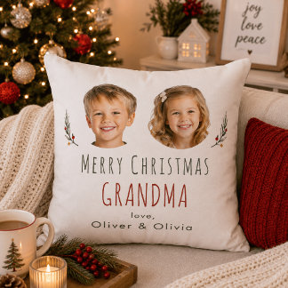 Personalised Grandma Christmas Gift 2 Photo Pillow